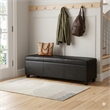 Avalon 60 in XXL Storage Ottoman Bench in Midnight Black Vegan Leather