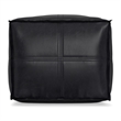 Brody 18 inch Wide Boho Square Pouf in Black Vegan Faux Leather