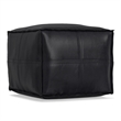 Brody 18 inch Wide Boho Square Pouf in Black Vegan Faux Leather