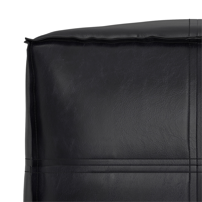 Brody 18 inch Wide Boho Square Pouf in Black Vegan Faux Leather