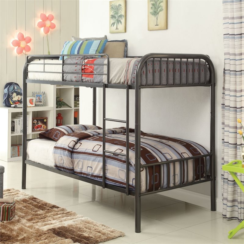 ACME Furniture Bristol Twin over Twin Bunk Bed with Metal Frame in Gunmetal