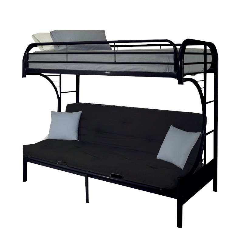 ACME Furniture Eclipse Twin XL over Queen and Futon Bunk Bed in Black
