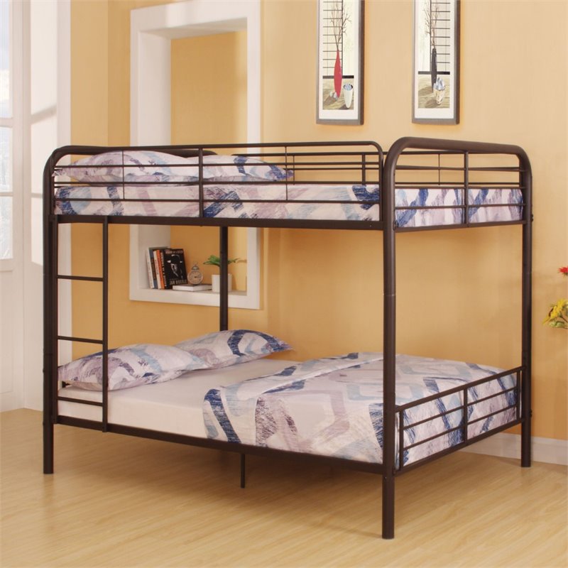 ACME Bristol Metal Frame Full over Full Bunk Bed in Dark Brown