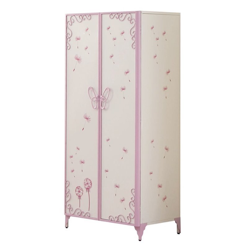 ACME Priya II 2-Door Metal Frame Wardrobe Armoire in White