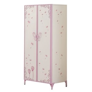 ACME Priya II 2-Door Metal Frame Wardrobe Armoire in White