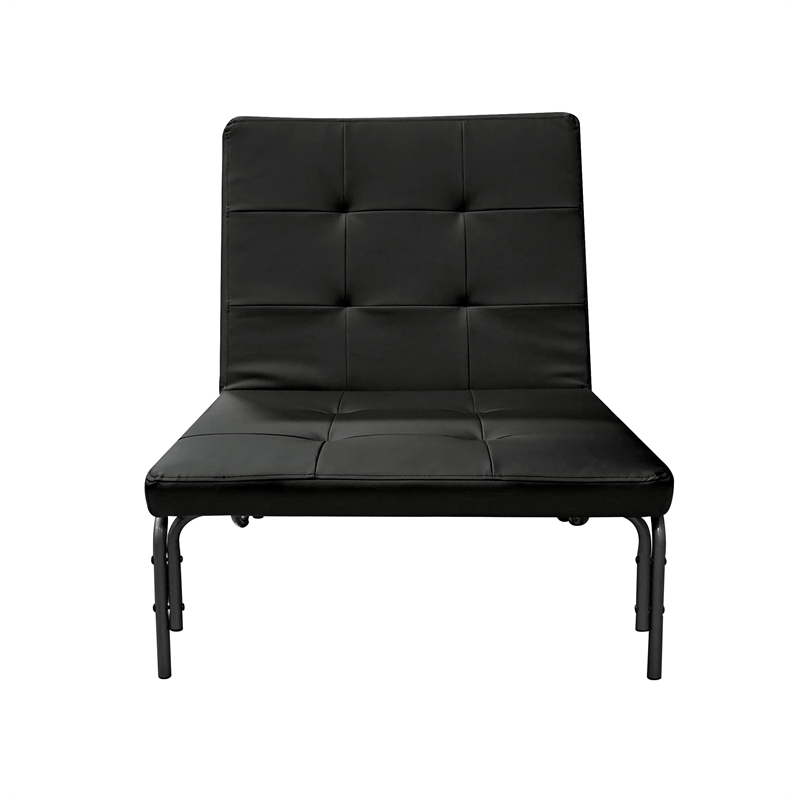 ACME Senon Upholstered Futon Chair with Metal Frame in Silver and Black