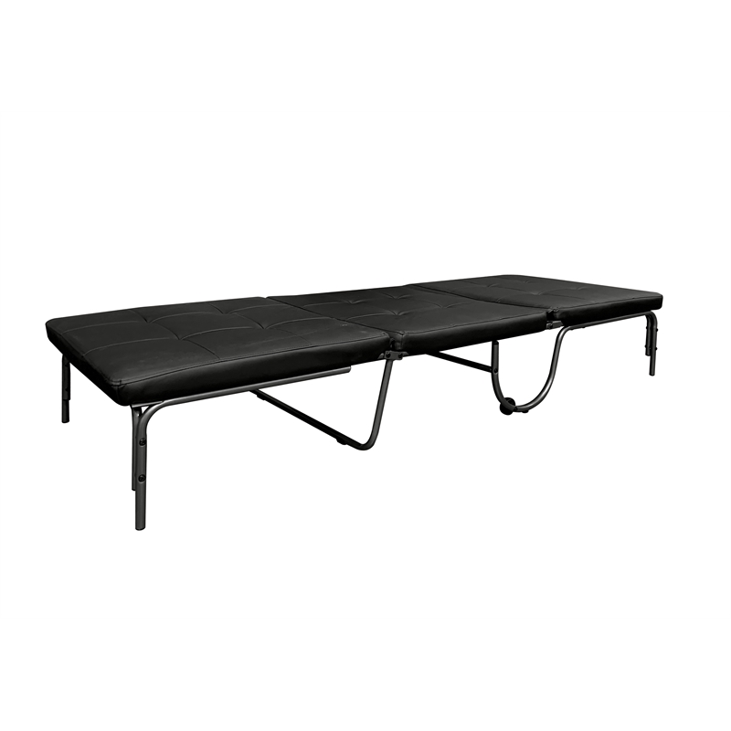 ACME Senon Upholstered Futon Chair with Metal Frame in Silver and Black
