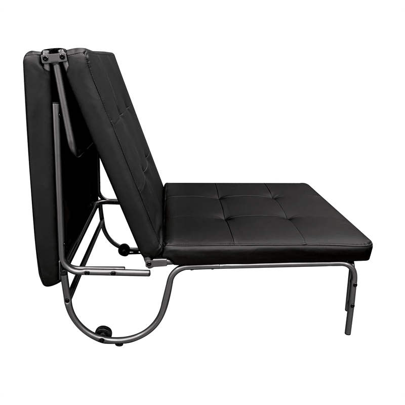 ACME Senon Upholstered Futon Chair with Metal Frame in Silver and Black