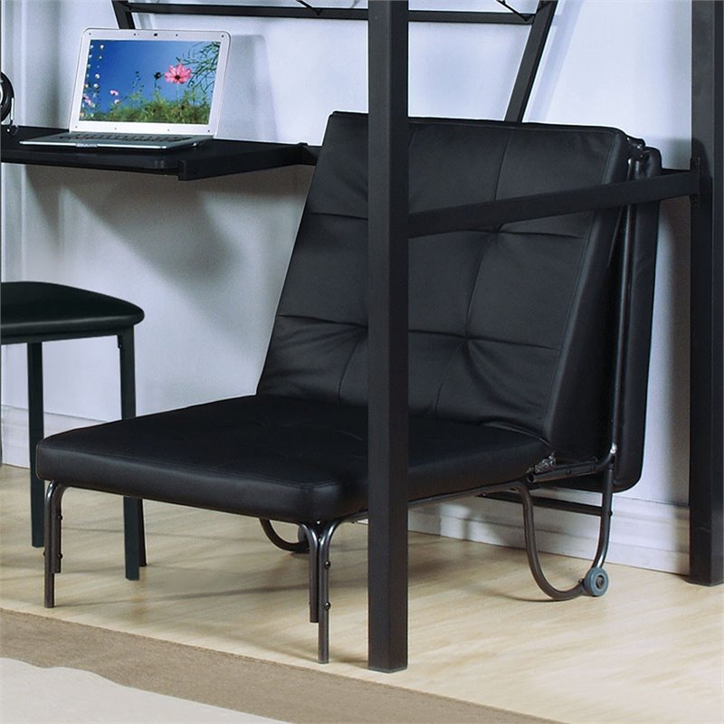 ACME Senon Upholstered Futon Chair with Metal Frame in Silver and Black