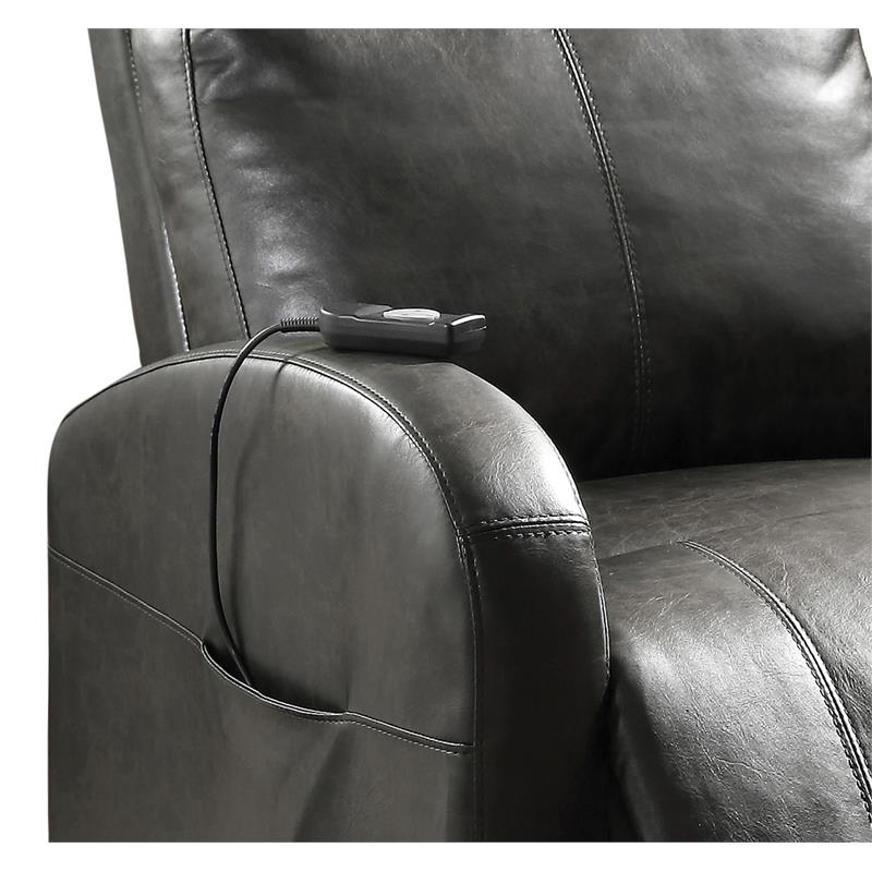 ACME Ricardo Faux Leather Tufted Upholstered Recliner with Power Lift in Brown