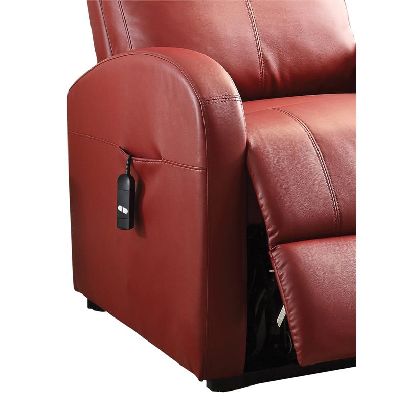 ACME Ricardo Tufted Faux Leather Upholstered Recliner with Power Lift in Red