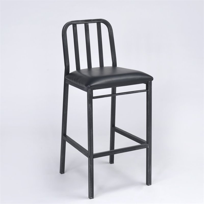 ACME Jodie Faux Leather Upholstered Bar Stool in Antique Black Set of 2