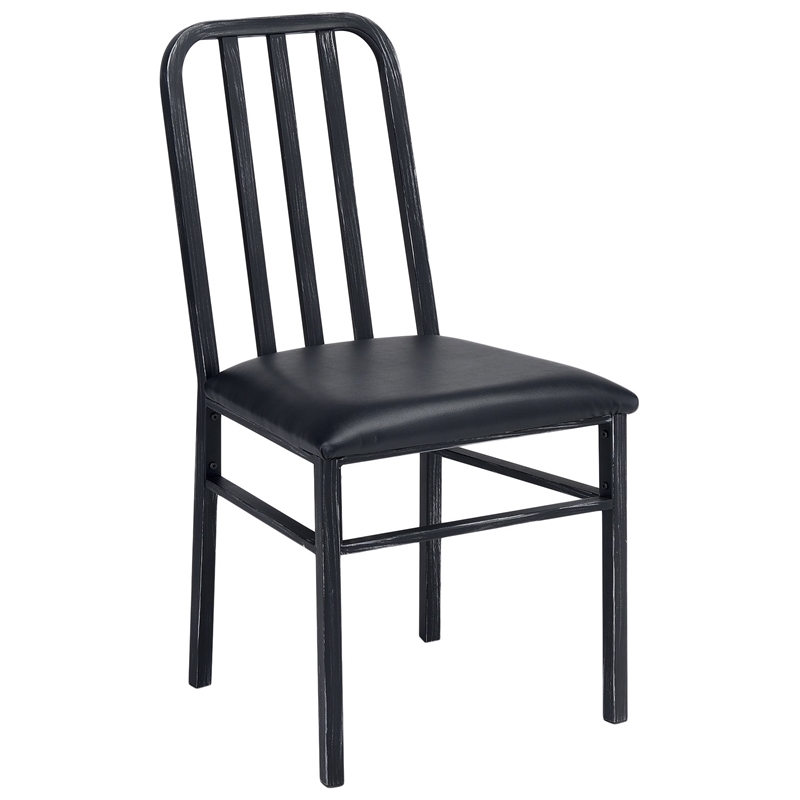 ACME Jodie Faux Leather Upholstered Side Chair in Antique Black Set of 2