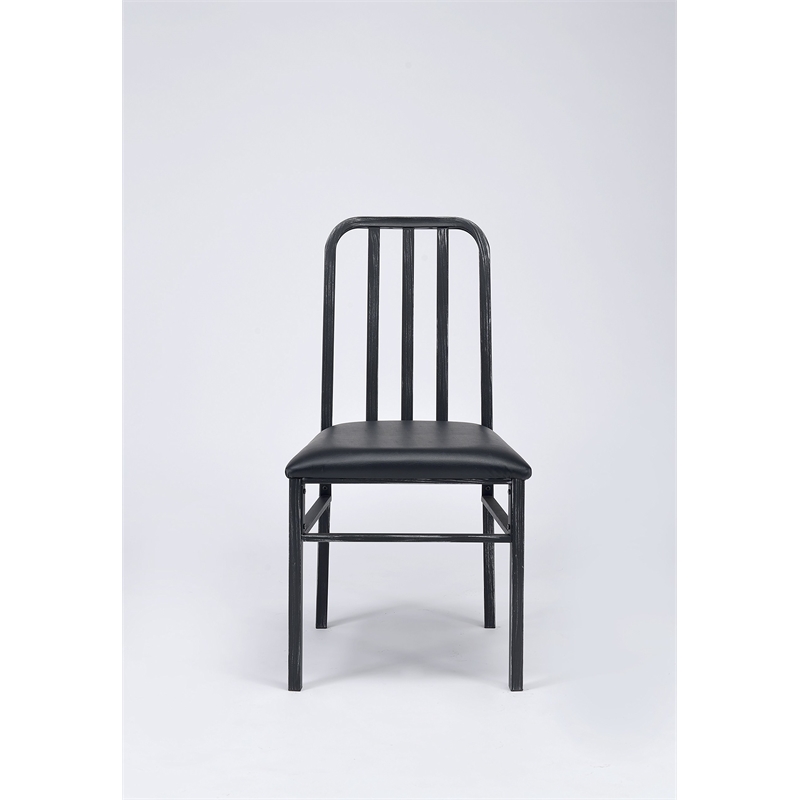 ACME Jodie Faux Leather Upholstered Side Chair in Antique Black Set of 2