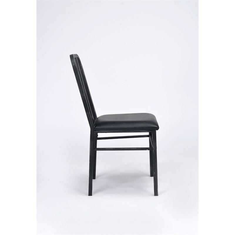 ACME Jodie Faux Leather Upholstered Side Chair in Antique Black Set of 2