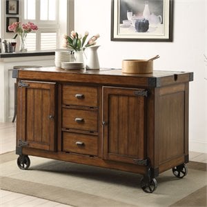 ACME Kabili 3-Drawer Wooden Kitchen Cart in Antique Tobacco