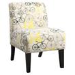 ACME Ollano Fabric Accent Chair with Bike Pattern in Beige and Dark Brown