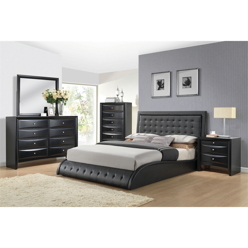 ACME Ireland Rectangular Wood 8-Drawer Storage Dresser in Black