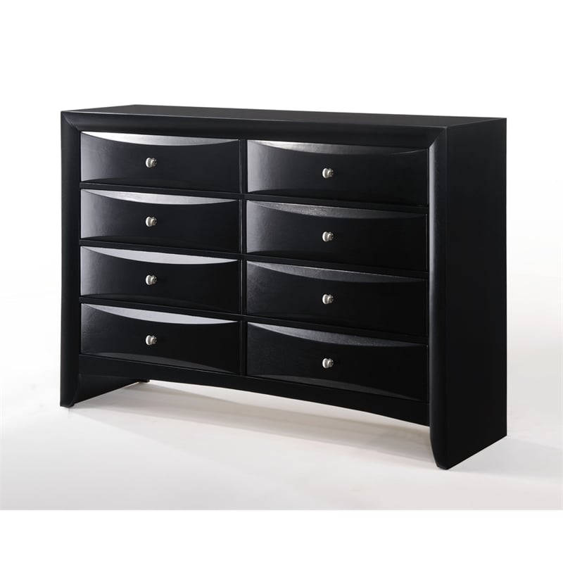 ACME Ireland Rectangular Wood 8-Drawer Storage Dresser in Black