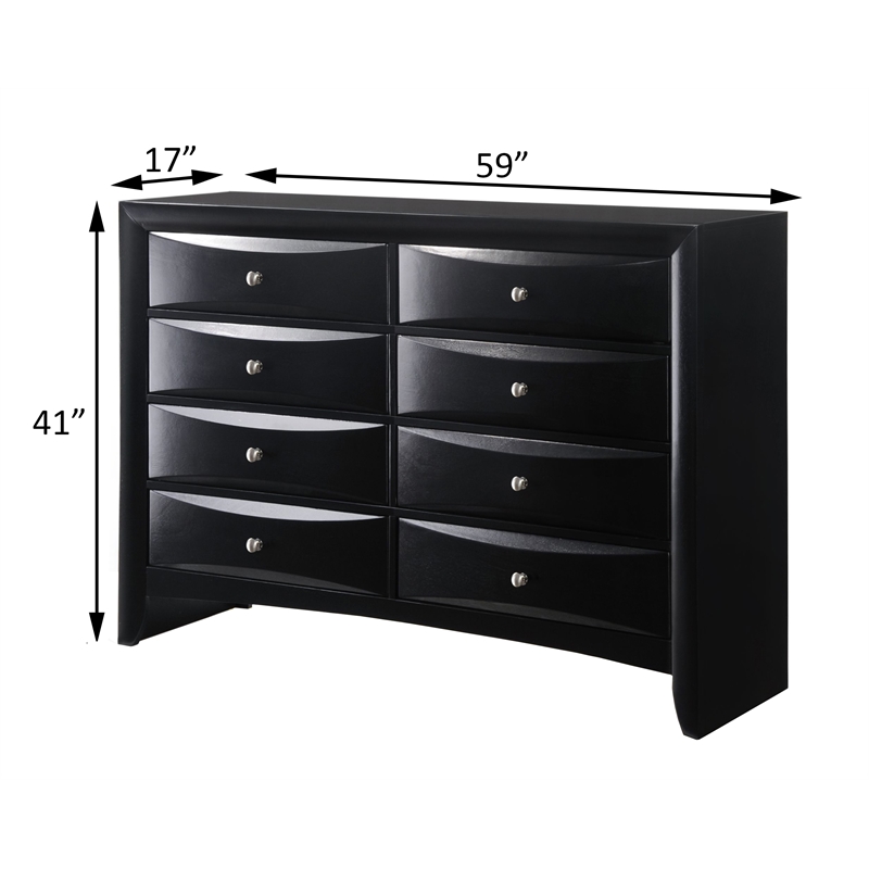 ACME Ireland Rectangular Wood 8-Drawer Storage Dresser in Black