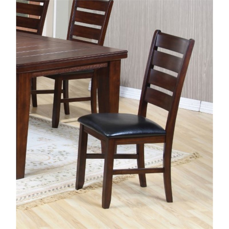 ACME Urbana Faux Leather Dining Side Chair in Black and Cherry (Set of 2)