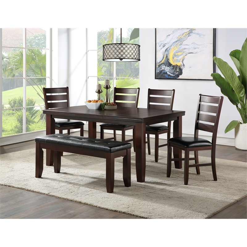 ACME Urbana Faux Leather Dining Side Chair in Black and Cherry (Set of 2)