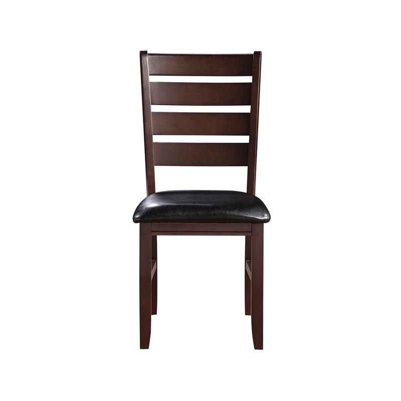 ACME Urbana Faux Leather Dining Side Chair in Black and Cherry (Set of 2)