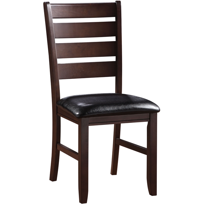 ACME Urbana Faux Leather Dining Side Chair in Black and Cherry (Set of 2)