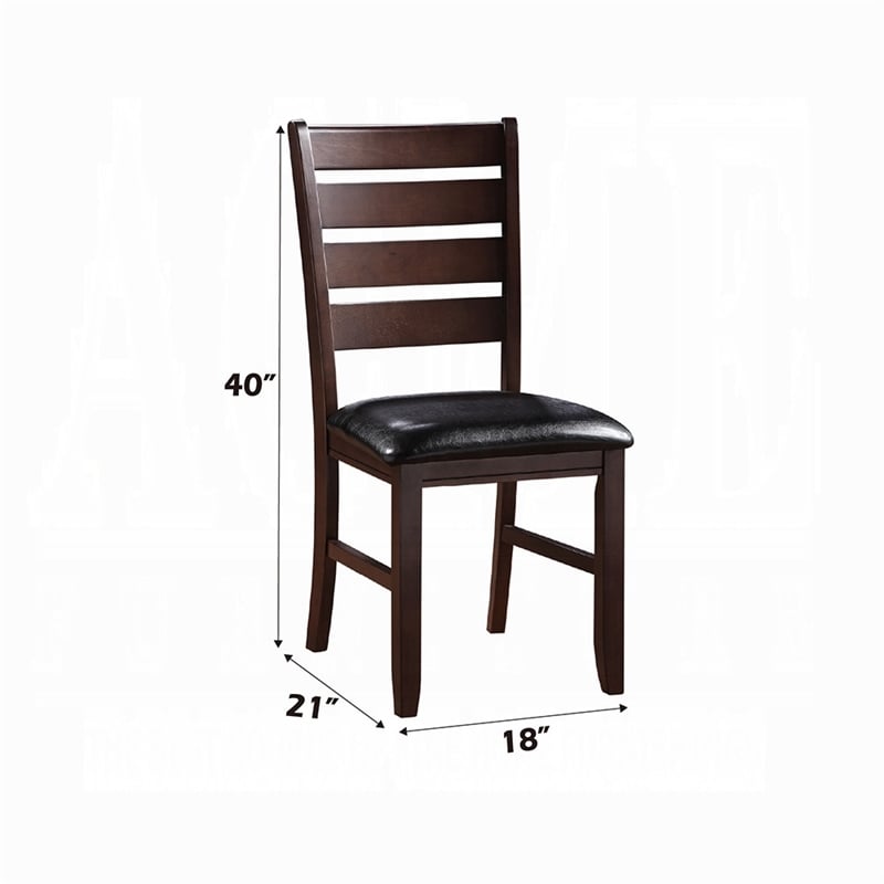ACME Urbana Faux Leather Dining Side Chair in Black and Cherry (Set of 2)