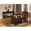 ACME Anondale Glass Top Coffee Table with Bottom Shelf in Cherry