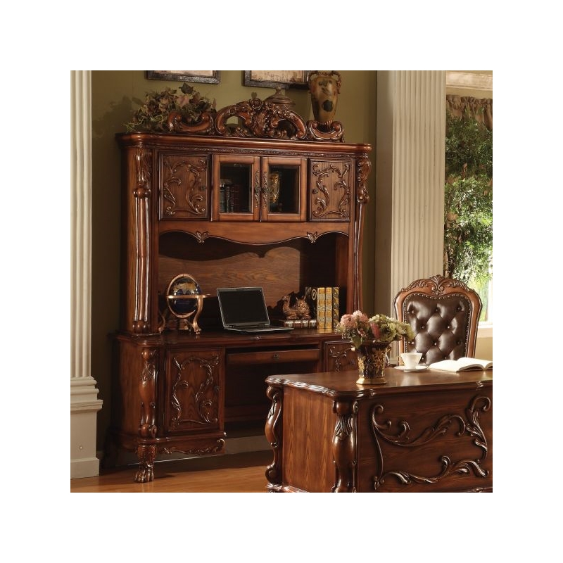 ACME Dresden Wooden Computer Desk with Hutch in Cherry Oak