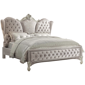 ACME Versailles King Bed in Ivory and Bone White