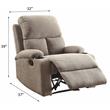ACME Rosia Fabric Upholstered Motion Recliner with Pillow Top Armrest in Gray