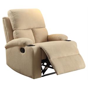ACME Rosia Fabric Upholstered Motion Recliner with Pillow Top Armrest in Beige