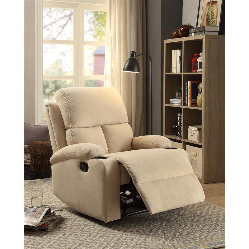 ACME Rosia Fabric Upholstered Motion Recliner with Pillow Top Armrest in Beige