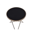 ACME Valora Round Glass Top End Table in White Glass and Gold