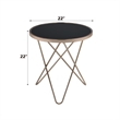 ACME Valora Round Glass Top End Table in White Glass and Gold