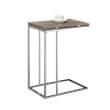 ACME Denson Rectangular Swivel Wooden Top End Table in Gray Oak and Chrome