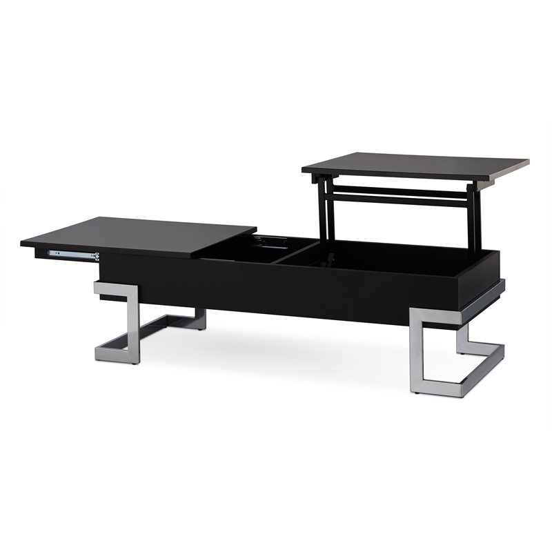 ACME Calnan Rectangular Lift Top Coffee Table in Black and Chrome