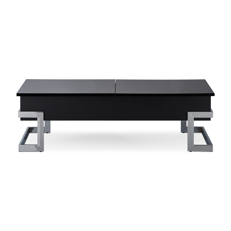 ACME Calnan Rectangular Lift Top Coffee Table in Black and Chrome