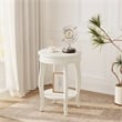 ACME Aberta Round Wooden End Table with Bottom Shelf in Antique White