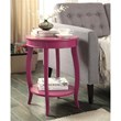 ACME Aberta Wood Round End Table with Bottom Shelf in Red