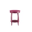 ACME Aberta Wood Round End Table with Bottom Shelf in Red