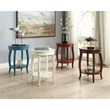 ACME Aberta Wood Round End Table with Bottom Shelf in Red