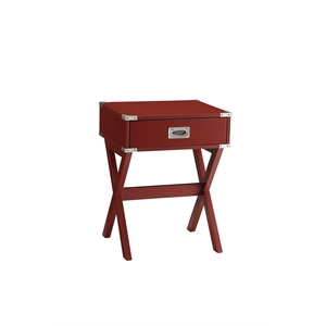 ACME Babs 1-Drawer Wooden End Table in Red