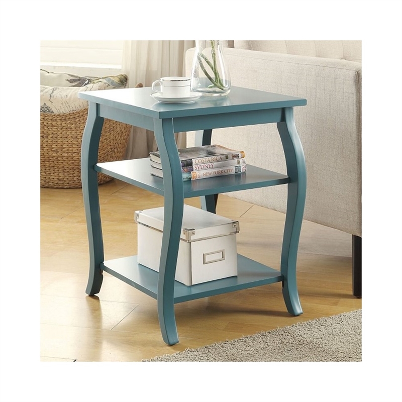 ACME Becci Wood End Table in Teal