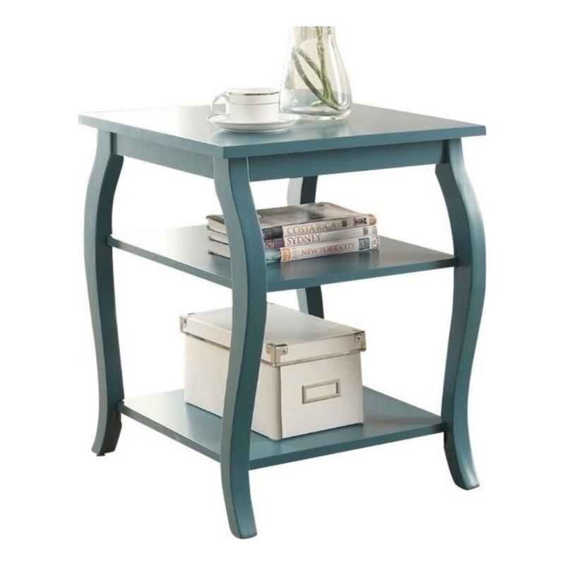 ACME Becci Wood End Table in Teal