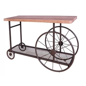 ACME Francie Rectangular Wooden Console Table with Shelf in Oak and Antique Gray