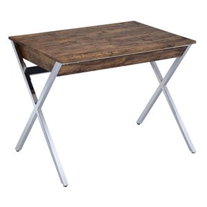 ACME Callers 2-Drawer Wooden Home Office Desk in Weathered Oak and Chrome