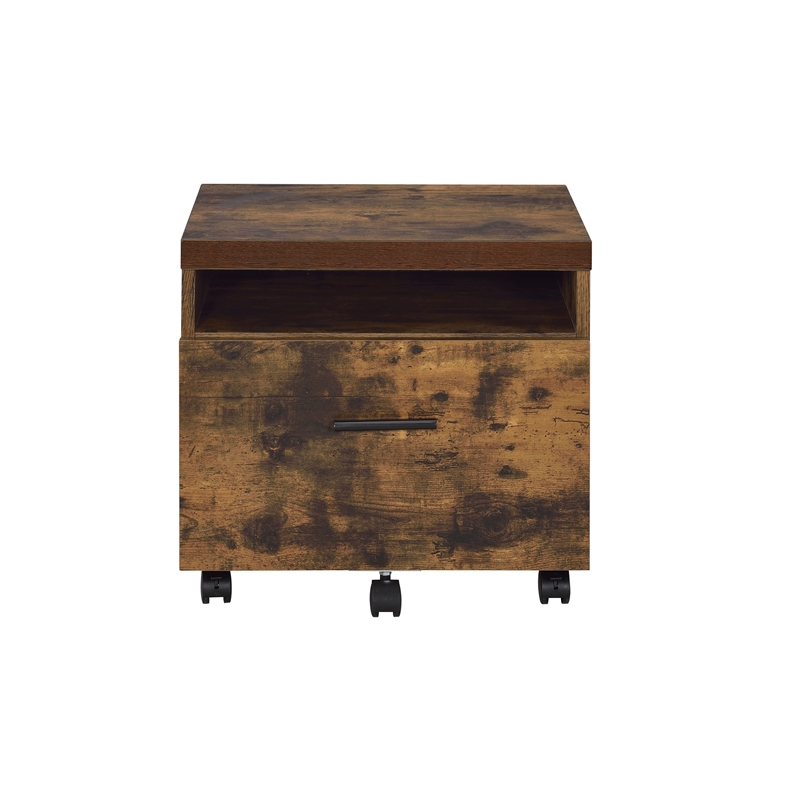 ACME Bob 1-Drawer Wooden File Cabinet in Weathered Oak